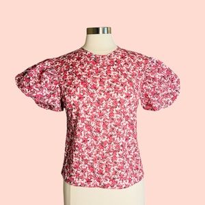 NWT Zara Floral Puff Sleeve Top Size Medium
